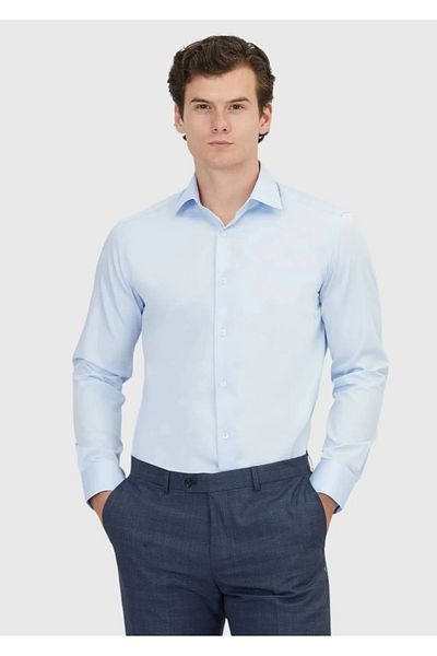 Ramsey Dark Blue Plain Regular Fit Woven Classic 100% Cotton Shirt