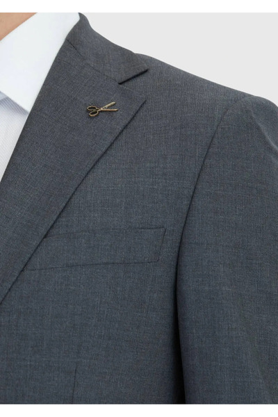 Ramsey Koyu Gri Mikro Modern Fit Yün Karışımlı Takım Elbise
