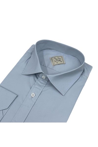 EREN STYLE Linen Linen Classic 100% Cotton Long Sleeve Anti-Sweat Blue Shirt (Regular Fit)
