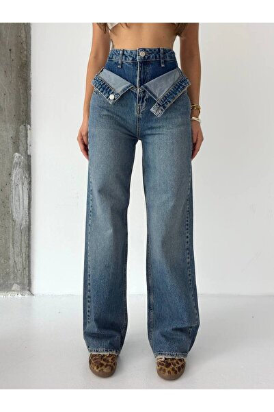 DENİKK TREND YÜKSEK BEL GENİŞ PAÇA JEAN DENİM PALAZZO PANTOLON-HİGH RİSE WİDE LEG JEAN