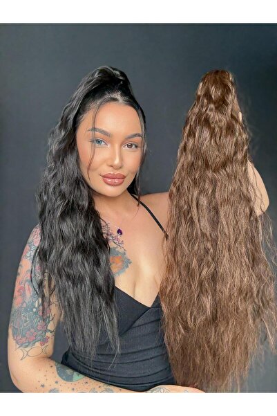 Suzan Peruk Gizemli Kahve Afro Dalgalı Tokalı Mandallı Postiş At kuyruğu Ekst...