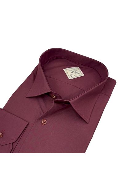 EREN STYLE Linen Linen Classic 100% Cotton Long Sleeve Anti-Sweat Red Shirt (Regular Fit)