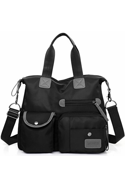 FREELAND Geantă de damă B885 cu curea de umăr, material Oxford impermeabil, neagră