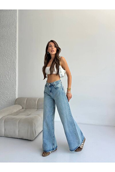 DENİKK TREND YÜKSEK BEL GENİŞ PAÇA JEAN DENİM PALAZZO PANTOLON-HİGH RİSE WİDE LEG JEAN