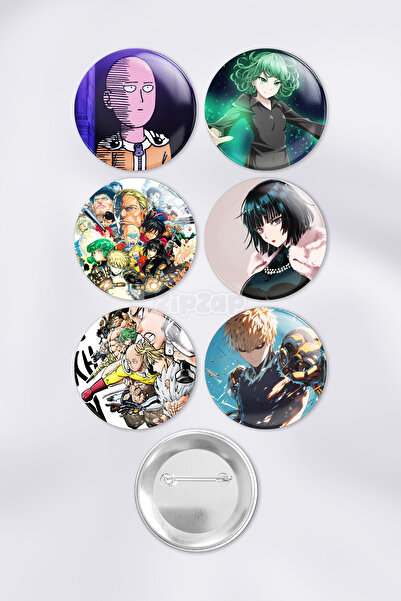 ZipZap One Punch Man Çanta Süsü Rozet İğneli Buton Rozet Seti (6 ADET)
