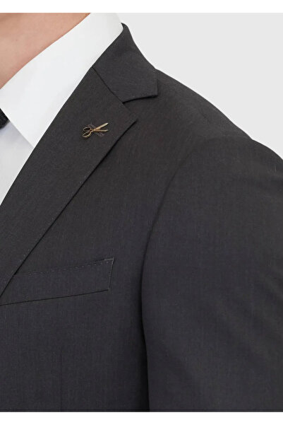 Ramsey Antrasit Düz Regular Fit %100 Yün Takım Elbise