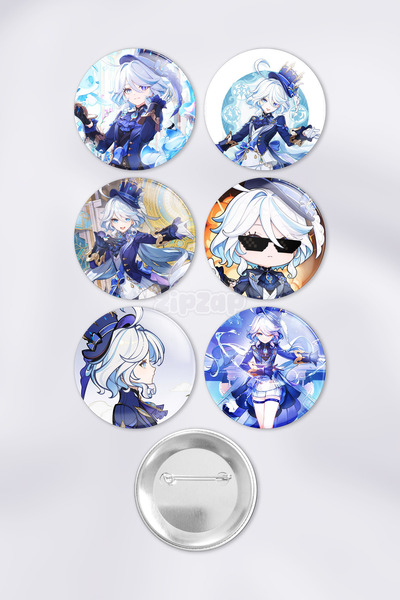 ZipZap Lady Furina Facolors Genshin impact Çanta Süsü Rozet İğneli Buton Roze...