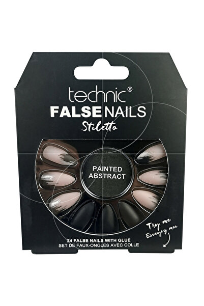 Stiletto Set 24 Unghii False cu adeziv inclus Technic False Nails, Stiletto, Painted Abstract