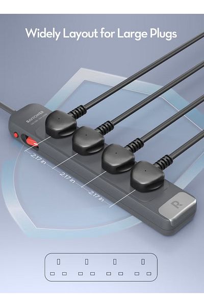 RavPower 4 AC Outlets Power Strip - Fire Resistant | Model RP-PC1067