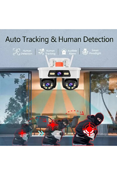 Jortan Camera de supraveghere Tripla WiFi 9MP, Full HD, exterior sau interior, alarma, senzor de miscare,