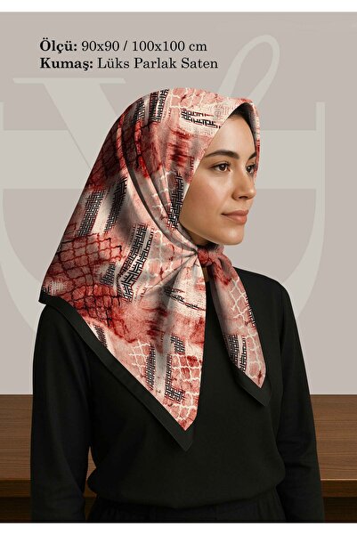 DESENİX وشاح من الرخام الأحمر مع نسيج وأنماط هندسية |   90x90 - 100x100 سم | ...