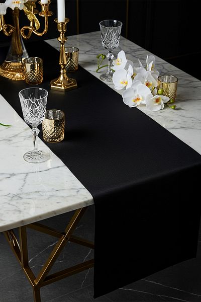 YUNUSOĞLU HOME Black Stylish Table Runner 50X150 cm – Modern and Elegant Tablecloth