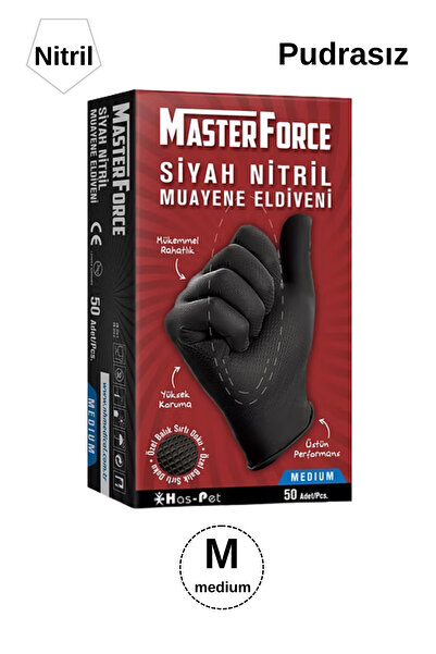 MasterForce Siyah Nitril Eldiven Medium Beden