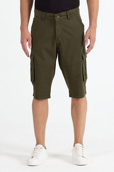 twentyfive25 Men's Cargo Pocket Knee Length Long Shorts Bermuda Capri