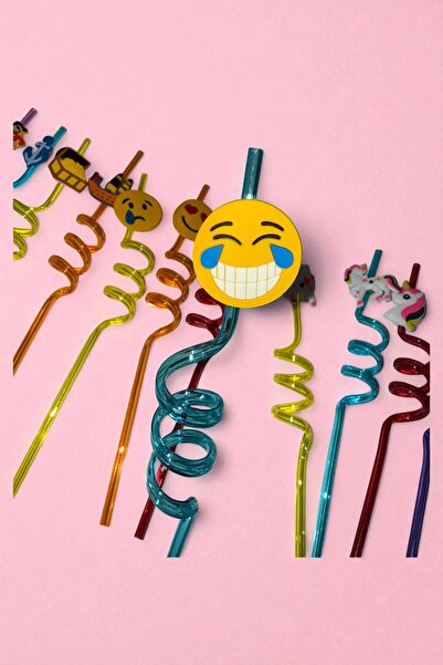 YAKUT 12'li Eğlenceli Sevimli Figürlü Pipet Yıkanabilir Karışık Model 26cm