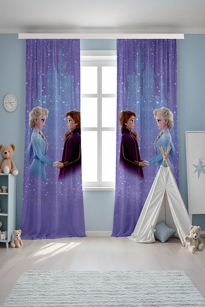 EVPANYA Snowy Elsa Anna Patterned Children's Baby Room Background Curtain (Single Wing Pricing)
