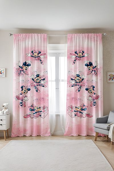 EVPANYA Pink Minnie Patterned Children's Baby Room Background Curtain (Single Wing Pricing)
