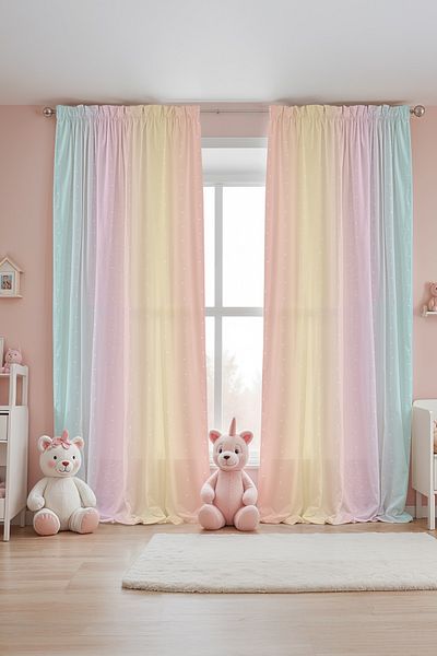 EVPANYA Powder Color Transition Points Patterned Children's Baby Room Background Curtain (Single Wing Pricing)