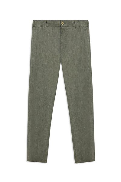 Kiğılı Slim Fit Linen Straight Classic Trousers with Elastic Waist