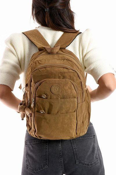 Çanta Trend Ultra Light Multi Pocket Medium Size Backpack Unisex Tan (Model: 571-4C)