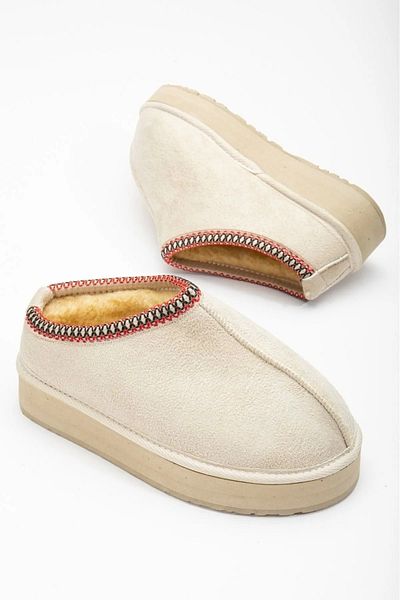 moun shoes Short Mini Beige Suede Thick Sole Women's Boots with Fur Inside