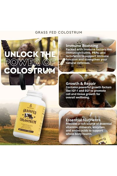 Ancestral Supplements Ancestral Grass Fed Beef Colostrum 3000 Mg Immune Support Gut Health Athletic Iron Gh Repair