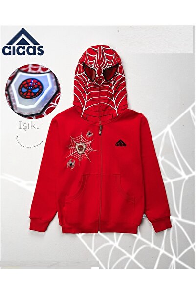 ETÇ BABY E.T.Ç BABY Erkek Çocuk Örümcek Adam Baskılı Işıklı Maskeli Hırka