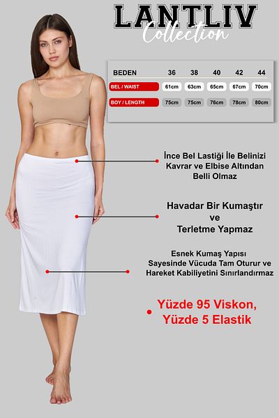 Lantliv Viscose Fabric Knee Length Skirt Long Lining, Skirt Petticoat, Hijab Skirt Dress Lining, Underskirt Skirt Lining