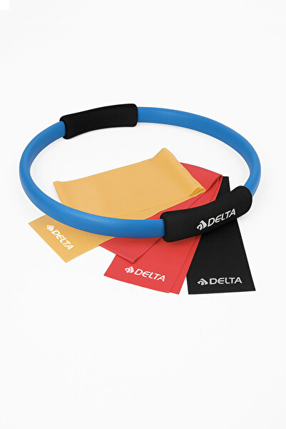 Delta Pilates Çemberi ve 3’lü Direnç Bandı Lastiği Seti – Evde Fitness, Esnem...