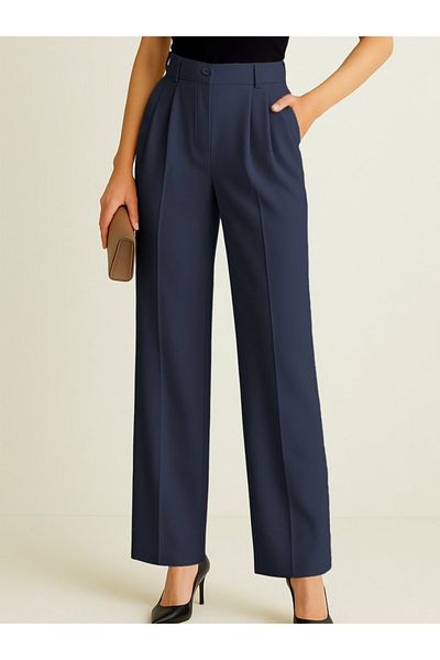 TUA MODA Tua Moda Single Button Front Fold Detailed Pocket Trousers-Laci