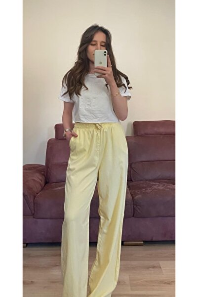 Eda Başak Atelier بنطلون بالازو نسائي عالي الخصر وواسع الساق