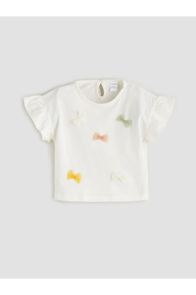 LC Waikiki Crew Neck Bow Detail Girls' T-Shirt and Shorts