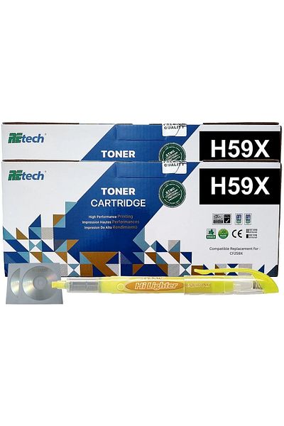 Retech Set Cartus Toner Compatibil HP59X, 2xCF259X Negru, 20000 pag cu chip, Text si 2buc CD-R Maxel