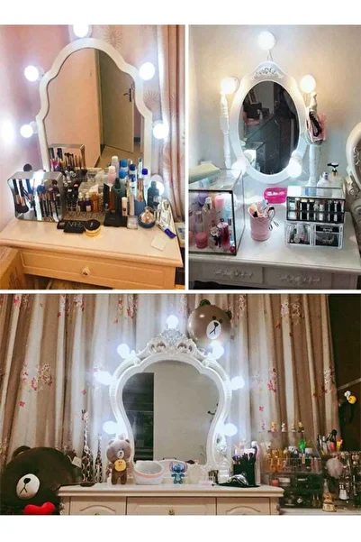 Generic طقم إضاءة مرآة الزينة من Beauenty، 10 مصابيح LED على طراز هوليوود، أبيض، 32×19 سم