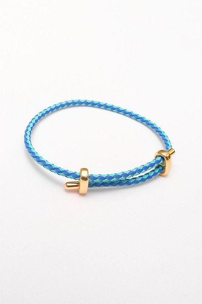 SHERIN Blue Adjustable Steel Detailed Knitted Rope Bracelet (Single)