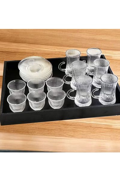 Generic 18-piece tea and coffee cup set with saucers