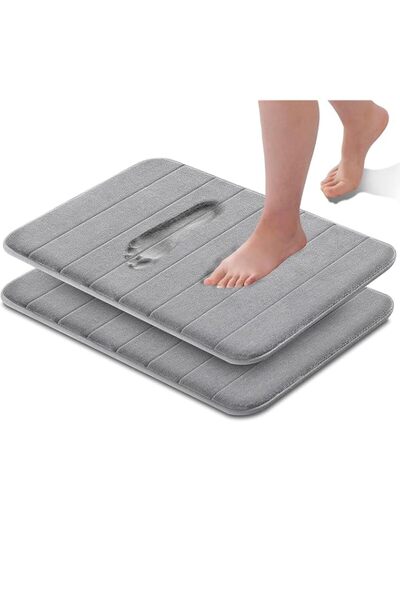 Generic سجادة حمام من إسفنج الذاكرة X Spring، قطعتان من سجاد الحمام فائق النع...