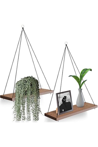 Generic أرفف معلقة للحائط - مجموعة من رفين معلقين للنباتات - ديكور بوهو لطيف ...