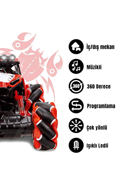 welcomein 1:16 Şarjlı 2.4GHz Full Fonksiyon Işıklı Müzikli Uzaktan Kumandalı Off Road Arazi Oyuncak Araba