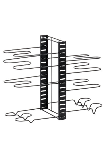 shumee 2-in-1 black metal pot, pan, and lid rack