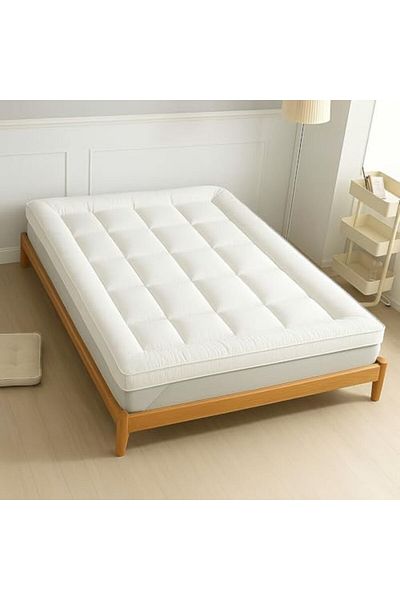 MAXQON Mattress Topper 10CM Thickness Quilted Microfiber 900gsm, (White, Queen (160x200x10CM))