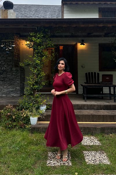 Afiş Butik White Balloon Sleeve Long Dress