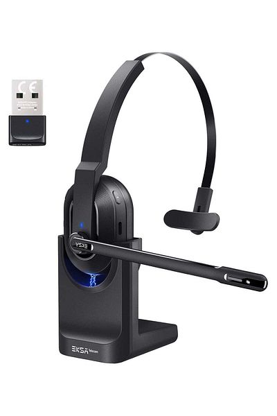 Eksa Bluetooth Headset, Wireless Headphones with AI-Powered Environmental Noise Cancelling Microphon