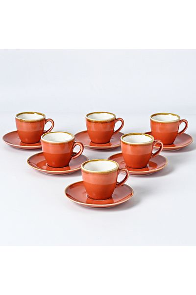 Shuer 100 ML Ceramic Coffee Cup And Saucer Kiln Glaze Changing Process Six Cup And Saucer Set