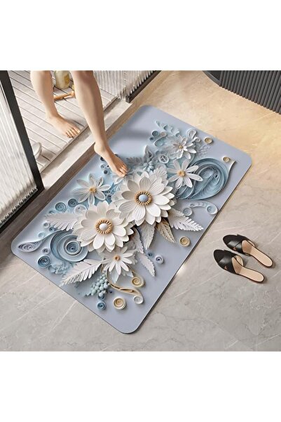 Generic SUSOO Non-Slip Luxury Rubber Mat with 3D Relief Flowers,Extra Soft an...