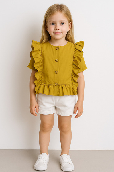 kids republic by meemseen independent Girls’ Ruffle-Trim Button-Front Top
