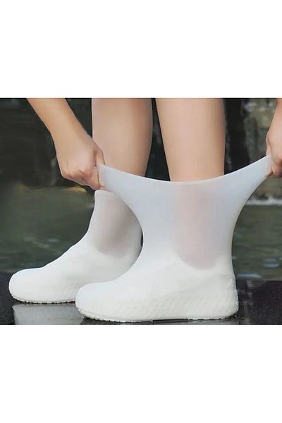 Choice white 1 Pair Silicone WaterProof Shoe Covers Lip-resistant Rubber Rain Boot Rain Gear Overshoes Acce
