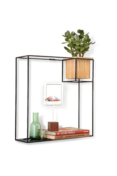 Generic رف عائم مكعبي من أومبرا مع أصيص نباتات عصارية مدمج - ديكور جداري عصري...