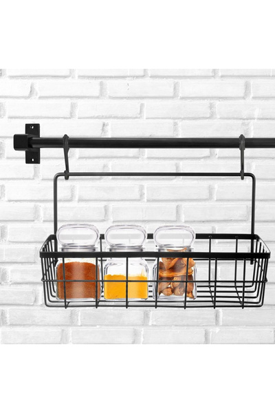 shumee Black metal kitchen shelf, hanging on a rail, RADKA, 30x10.5x17cm