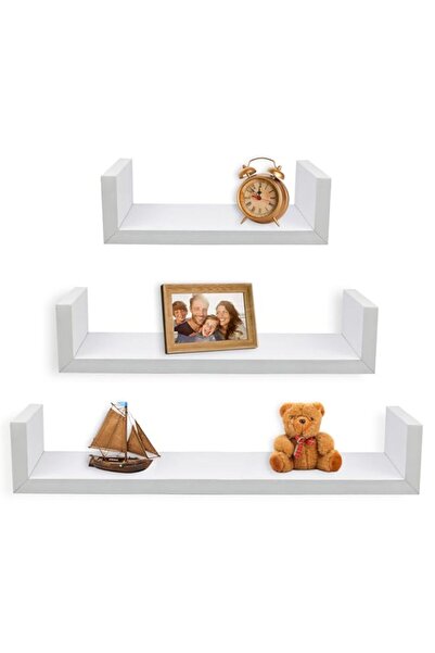 Generic Greenco Set Of 3 Floating U Shelves, White Finish
